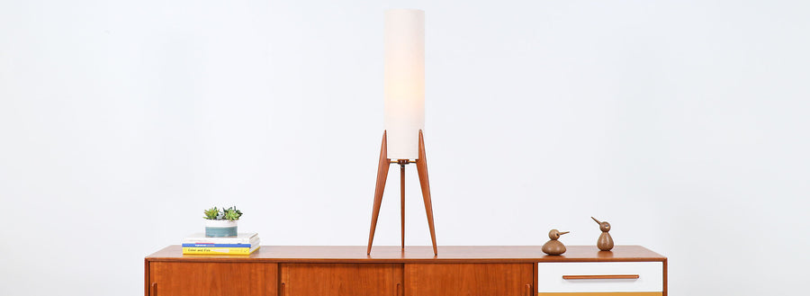 Danish Modern Tripod Teak Table Lamp