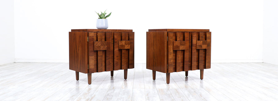 Mid-Century Modern "Stacatto" Geometric Night Stands by Lane Furniture