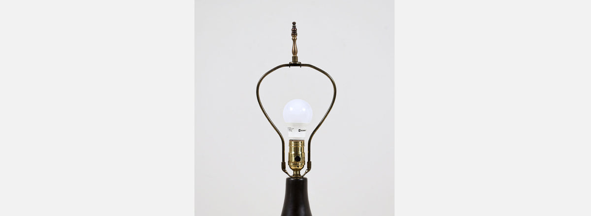 Gordon & Jane Martz Matte Black Ceramic Table Lamps for Marshall Studios 