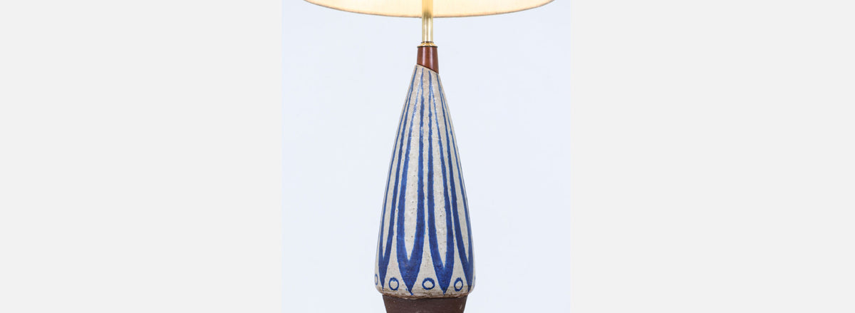 Danish Modern Glazed Ceramic Table Lamp 