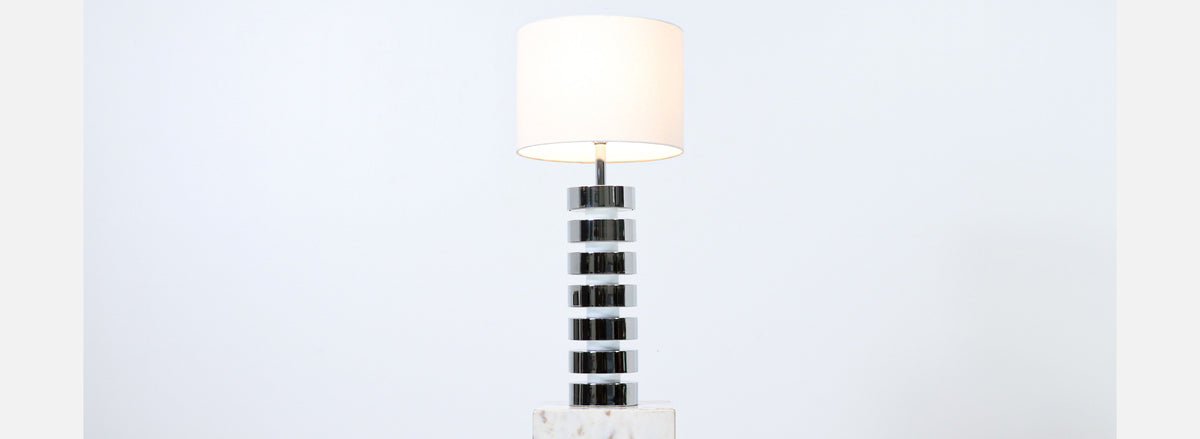 Mid-Century Modern Chrome Disc Column Table Lamp