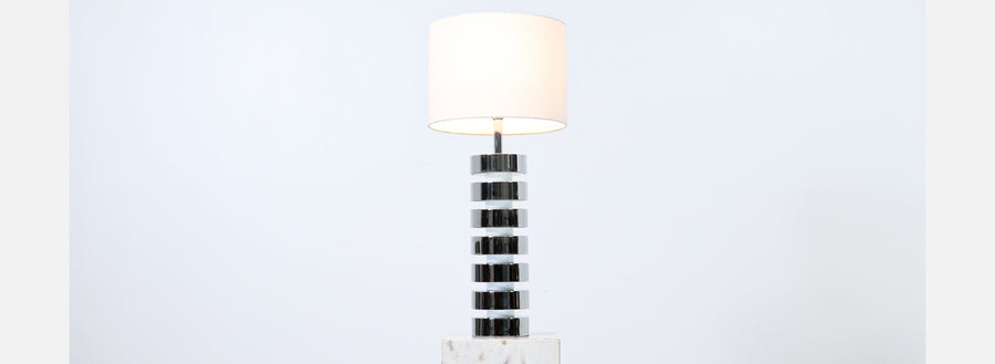Mid-Century Modern Chrome Disc Column Table Lamp