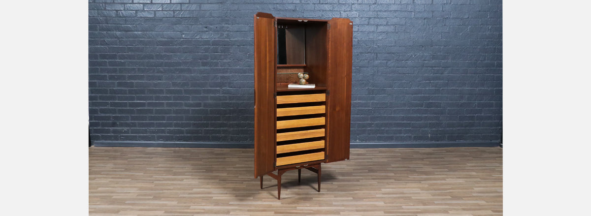 Jack Cartwright Gentlemen's Wardrobe Dressing Cabinet w/ Mirror