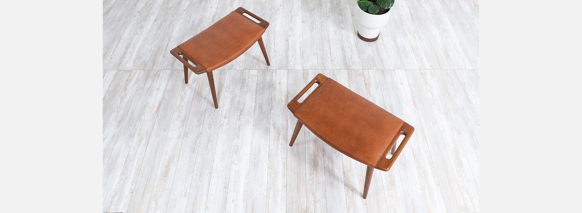 Hans J. Wegner Cognac Leather “Papa Bear” Chair with Ottoman for A.P. Stolen