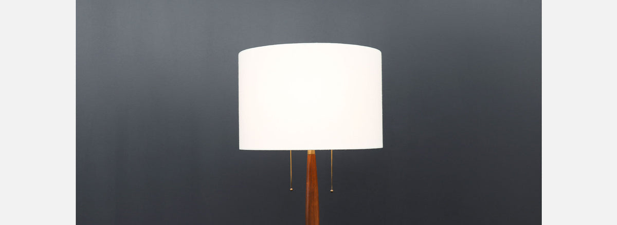 Laurel Sculpted Walnut & Brass Floor Lamp 