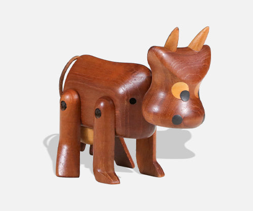 Danish Modern Teak Cow Figurine Sculpture by Sveistrup
