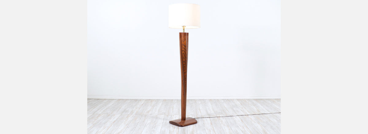 Californian Modern Sculpted Walnut Floor Lamp