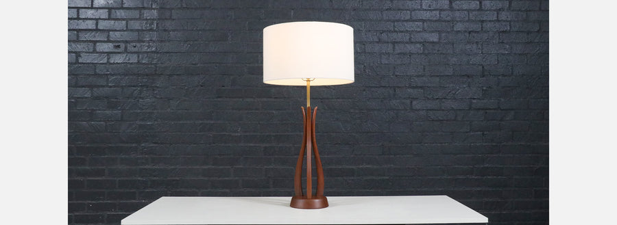 David Shreve Sculpted Walnut Table Lamp for V.H. Woolums