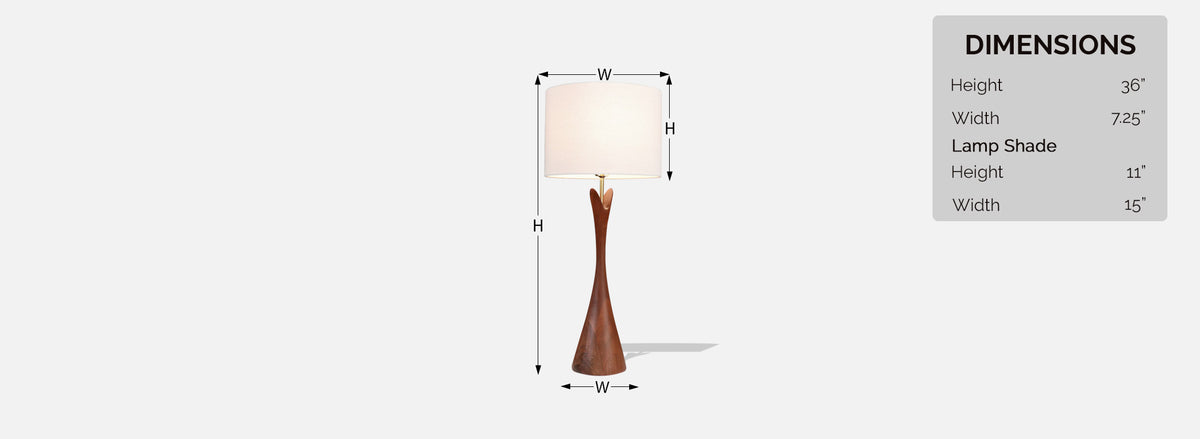 California Modern Sculpted Walnut Table Lamp by Modernera Co. 