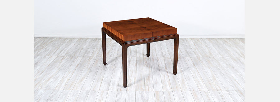 Mid-Century Modern Burlwood Expanding Butterfly Dining Table by Henredon
