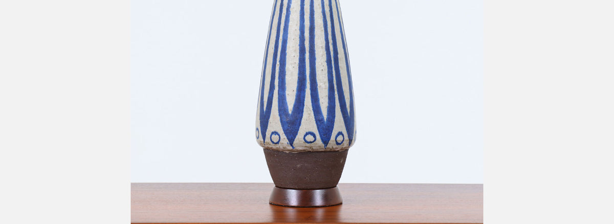 Danish Modern Glazed Ceramic Table Lamp 