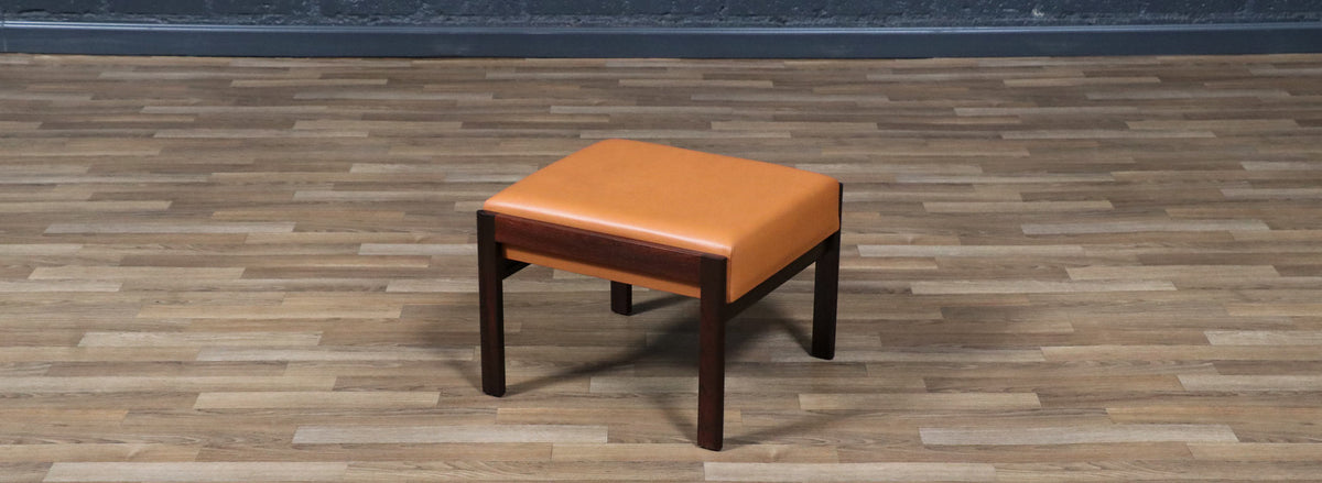 Danish Modern Rosewood & Leather Stool