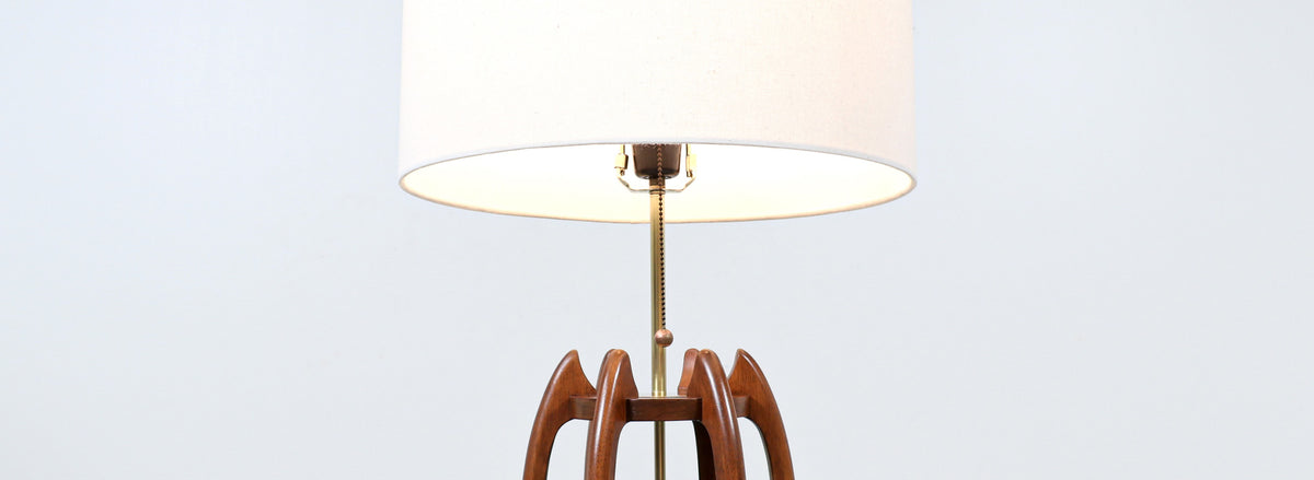 California Modern Sculpted Table Lamp with Inlaid Wood by Modeline of CA