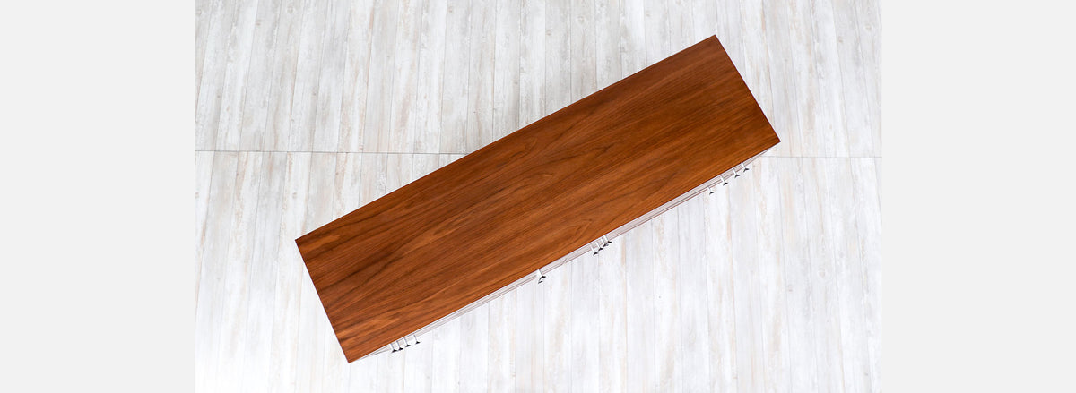 California Modern Walnut Dresser with Tulip Style Pulls by Milo Baughman