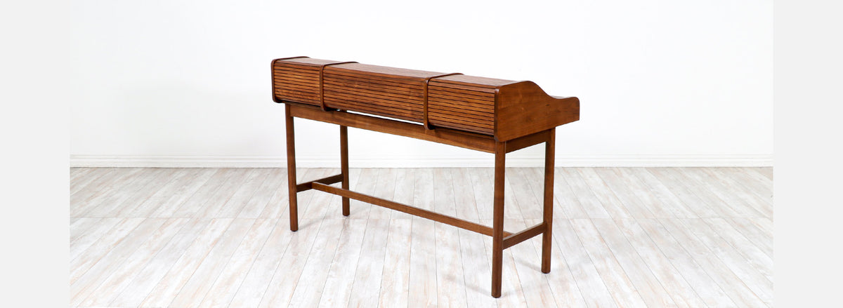 Mid-Century Modern Tambour-Door Desk by Drexel