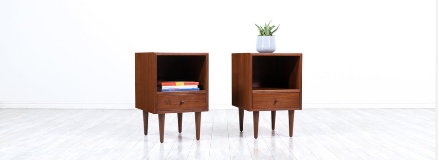 Milo Baughman Walnut Night Stands for Glenn of California
