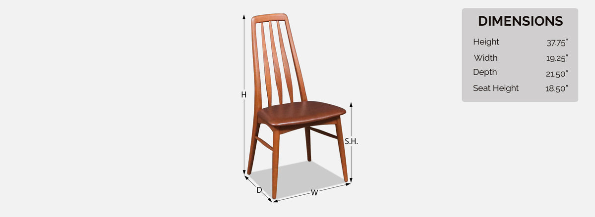 Niels Koefoed "Eva" Teak & Leather Dining Chairs for Koefoeds Hornslet