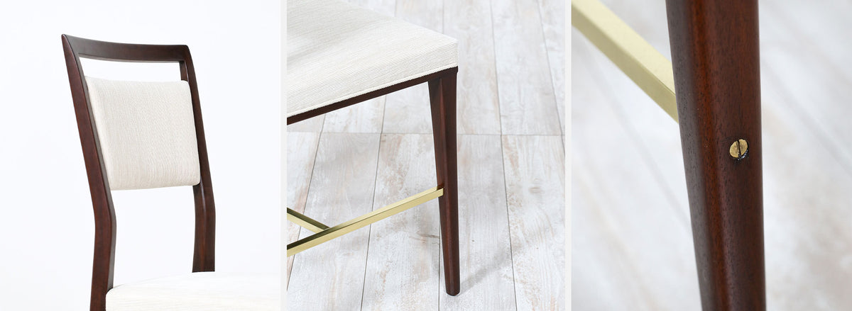 Paul McCobb "Irwin Collection" Dining Chairs with Brass Accents for Calvin Furniture