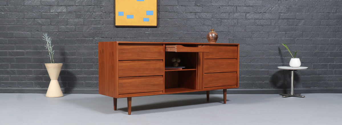 Danish Modern Tambour-Door Teak Dresser by Danflex Systems