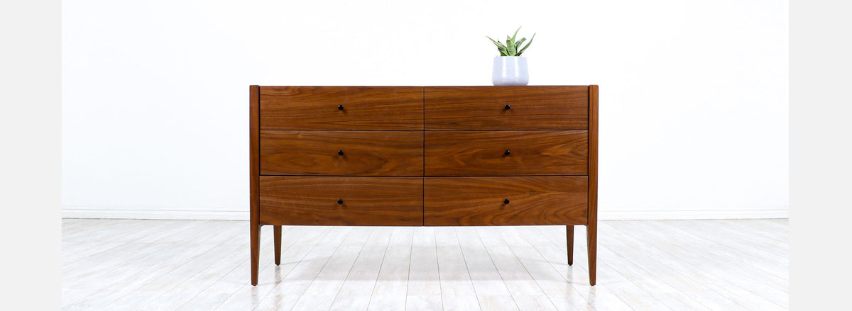 Mid-Century Modern 6-Drawer Walnut Dresser