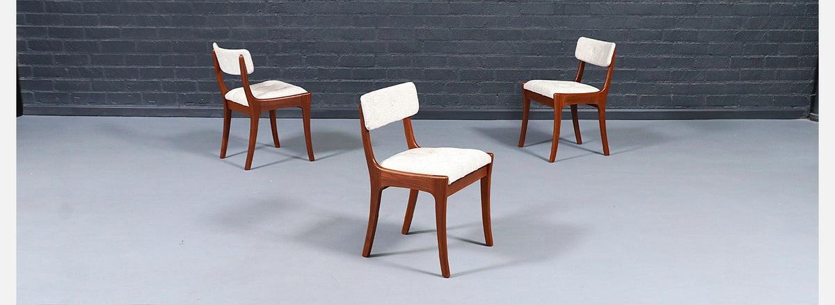 Mid Century Modern Teak & Tweed Dining Chairs by Peter Hayward 