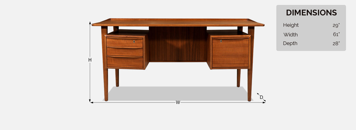 Danish Modern Executive Desk with Floating-Top by Peter Lovig Nielsen