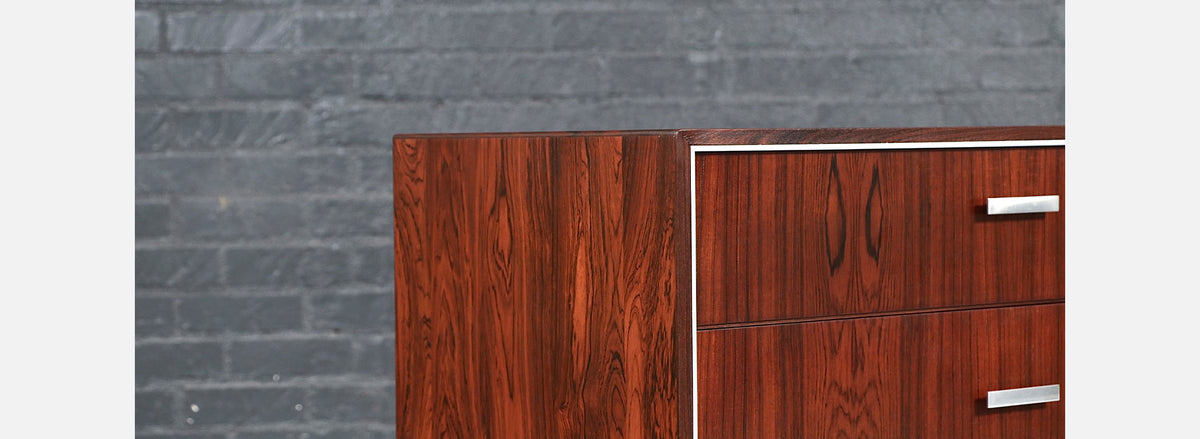 Danish Modern Rosewood Dresser w/ Steel Accents by Falster