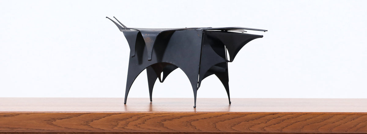 Mid-Century Modern Abstract Metal Bull Sculpture