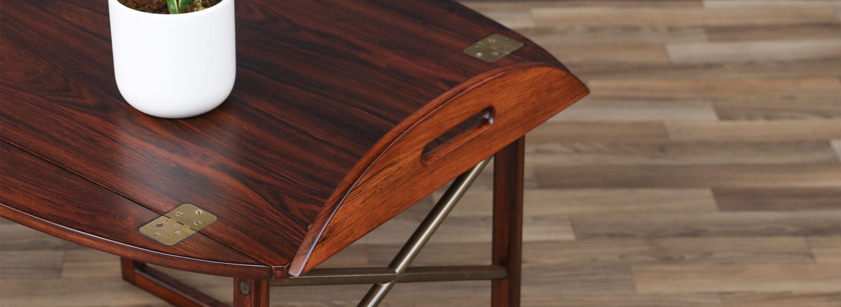 Svend Langkilde Rosewood & Brass Removable Tray Table