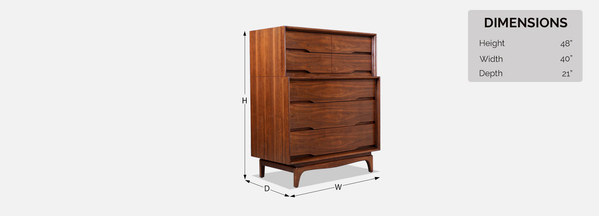 Mid-Century Modern Sculpted Walnut Chest of Drawers