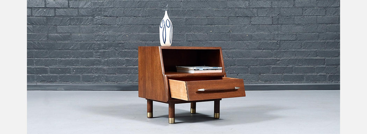 Californian Modern Night Stand w/ Bookcase by John Keal for Brown Saltman
