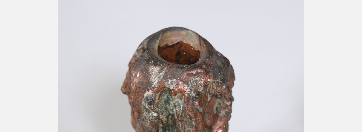 Mid-Century Modern Brutalist Copper Candle Holders