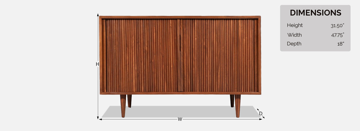 Vintage Barzilay California Modern Tambour-Door Walnut Credenza by Barzilay