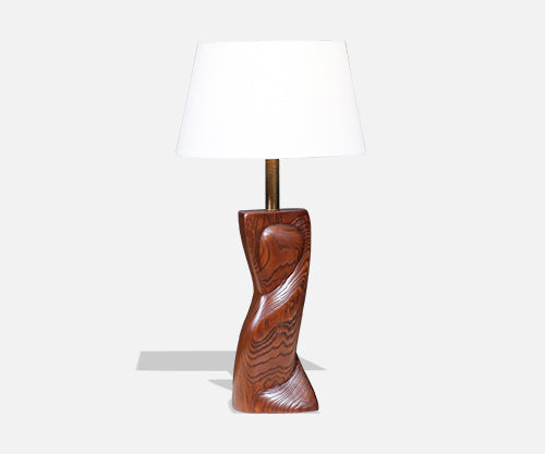 Lynn Lawrence Carved Biomorphic Oak Table Lamp for Modeline of CA