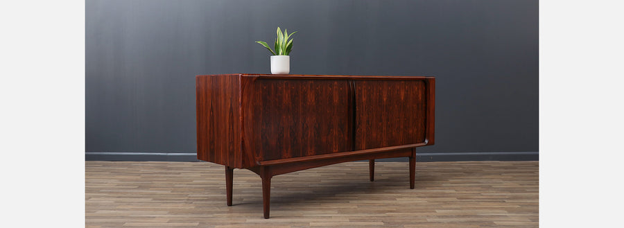 Danish Modern Tambour-Door Rosewood Credenza by Bernhard Pedersen