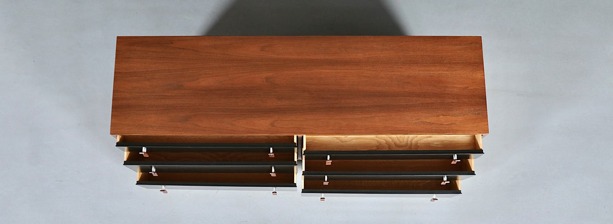 California Modern Two-Tone Black Lacquered Dresser by Stanley Young