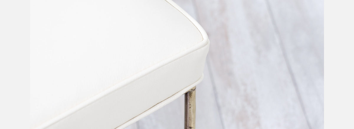 Mid-Century Modern Brass & Leather Stools by Frederick Weinberg