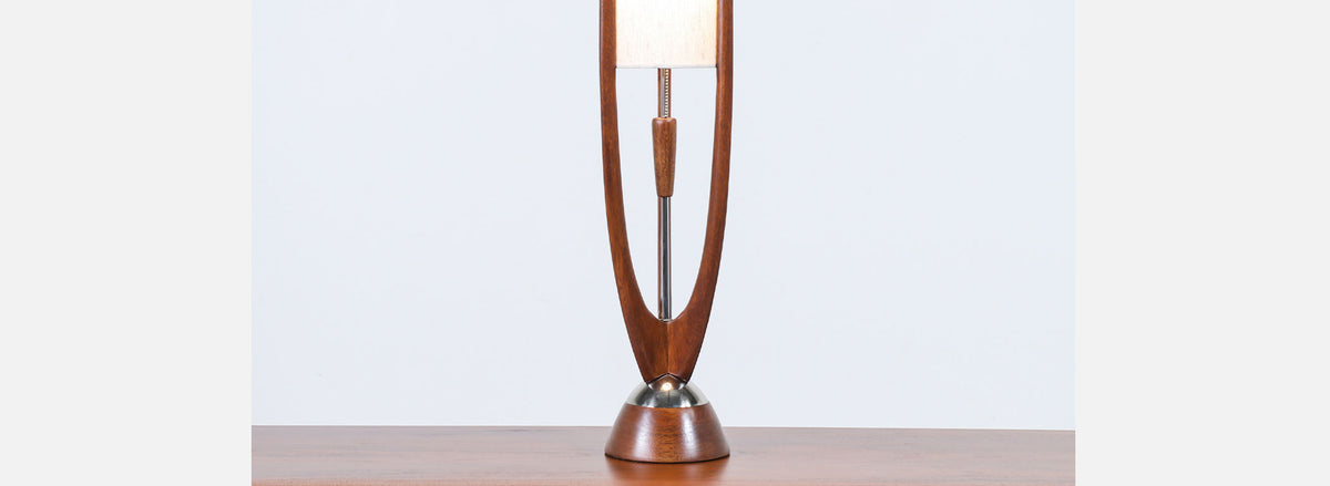 John Keal Sculpted Trident-Style Table Lamp for Modeline