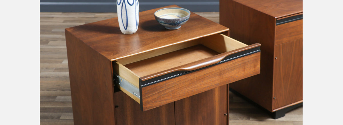 Californian Modernist Walnut Night Stands by John Kapel
