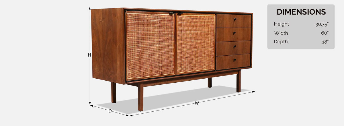 Jack Cartwright Credenza w/ Cane Doors for Founders