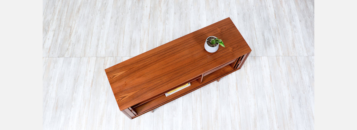 Svend A. Larsen Tambour-Door Teak Credenza for Faarup Møbelfabrik