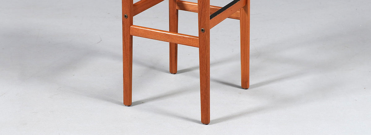 Danish Modern Teak & Leather Bar Stools by Korup Stolefabrik