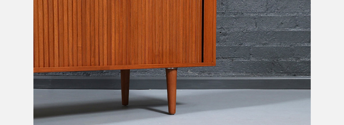 Custom Tambour-Door Teak Credenza by Danish Modern L.A.
