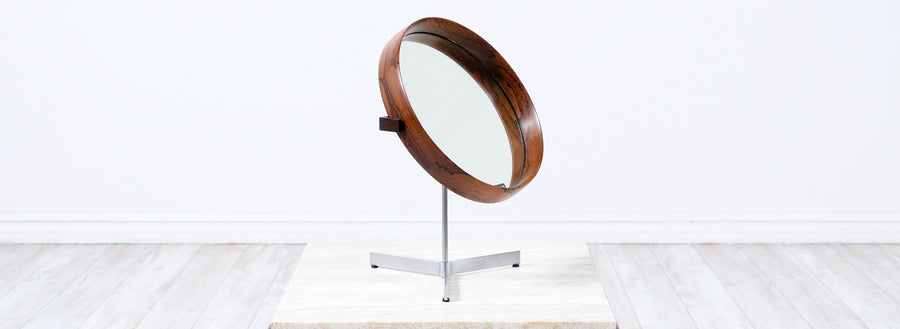 Uno & Osten Kristiansson Rosewood & Steel Mirror for Luxus