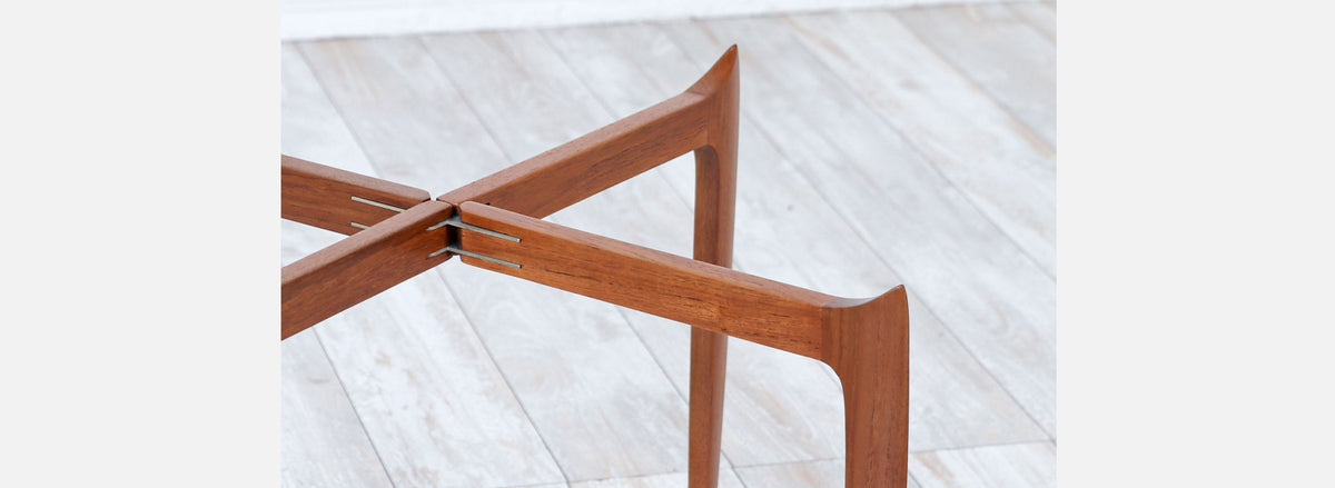 Danish Modern Sculpted Folding Tray Side Table by Fritz Hansen