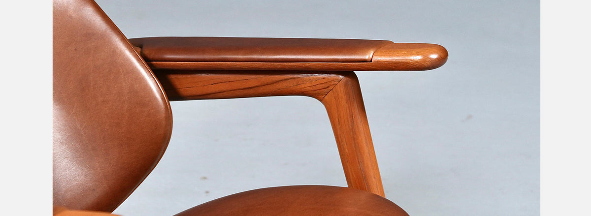 Arne Hovmand-Olsen Teak & Cognac Leather Lounge Chair for Mogens Kold