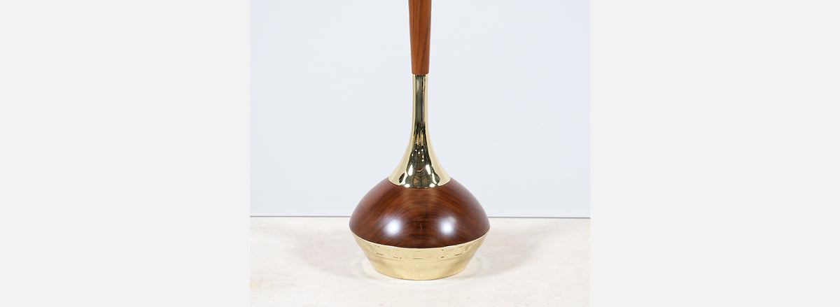 Mid-Century Modern Walnut & Brass Accent Table Lamps by Laurel 
