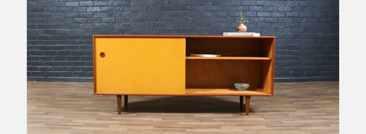 Danish Modern Teak & Two-Tone Lacquered Credenza
