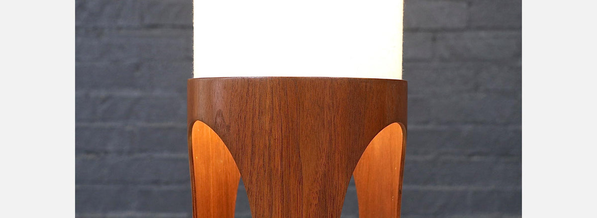 Arthur Jacobs Korina Wood Cylinder Table Lamp for Modeline of California