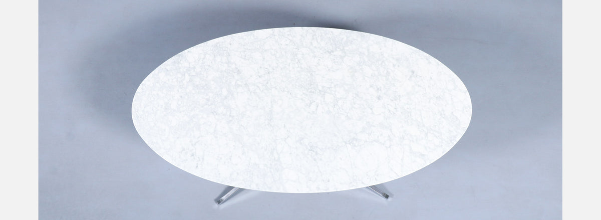 Florence Knoll Italian Carrara Marble & Chrome Dining Table or Desk